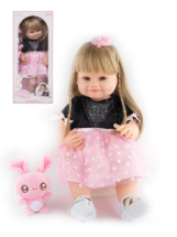 Кукла Junfa в разноцветных платье и шляпке с плюшевой обезьянкой 55 см Кукла Junfa в разноцветных платье и шляпке с плюшевой обезьянкой 55 см