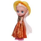 Кукла ABtoys Цветочная фантазия в медно-золотом платье и желтой шляпке 16,5 см с игровыми предметами