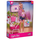 Игровой набор Кукла Defa Lucy Молодая мама в розовой кофте, ребенок, коляска и игровые предметы, 29 см