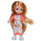 Кукла Junfa 13 см со стеклянными глазами в бело-оранжевом комбинезоне