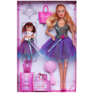 Игровой набор Куклы Defa Lucy Мама и дочка идут в гости в серебристо-сиреневых платьях, игровые предметы
