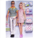 Игровой набор Куклы Defa Lucy&Kevin В ожидании чуда: муж и беременная жена в персиковом платье, игровые предметы, 29 и 30 см