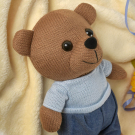Мягкая игрушка Abtoys Knitted. Мишка мальчик вязаный, 25см в джинсах и свитере