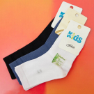 Набор детских носков для мальчика 3 пары из бамбука в классическом стиле с мелким рисунком размер 16-18 белый/черный/деним