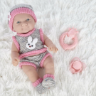 Пупс JUNFA Pure Baby 30см в серых кофточке, шортиках, шапочке и носочках, с аксессуарами