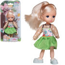 Кукла Junfa 13 см со стеклянными глазами в бело-зеленом платье