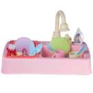 Игровой набор Abtoys Помогаю Маме Кухонная раковина с аксессуарами, свет и звук, розовая
