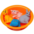 Набор резиновых игрушек для ванной Abtoys Веселое купание Любимые животные 4 фигурки и ванночка