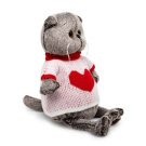 Мягкая игрушка BUDI BASA Кот Басик в свитере с сердцем 30 см