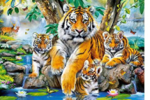 Пазл CastorLand Семья тигров у ручья, 1000 деталей