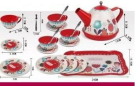 Игровой набор Junfa Посуда металлическая в наборе с чайником, чашками, блюдцами, подносом