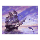 Набор для творчества LORI Картина по номерам холст на подрамнике Дельфин и парусник 40*50см