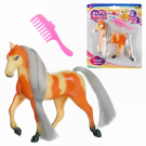 Фигурка Abtoys Лошадка оранжево-бежевая с расческой