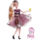 Кукла ABtoys "Королевский прием" с диадемой в розовом блестящем платье с воздушной юбкой, светлые волосы 30см