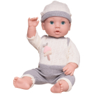 Игровой набор Junfa Пупс-кукла 40 см в бело-сером комбинезоне и игровые предметы