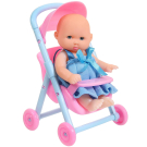 Пупс Abtoys Мой малыш в голубом платье, 12 см, в наборе с коляской и аксессуарами