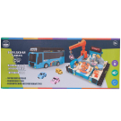 Игровой набор интерактивный 3в1 Junfa Туристический автобус-трансформер синий с треком