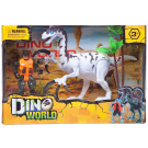 Игровой набор Junfa "Мир динозавров" (большой белый динозавр, фигурка человека, аксессуары)
