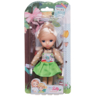 Кукла Junfa 13 см со стеклянными глазами в бело-зеленом платье