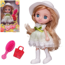 Кукла ABtoys Цветочная фантазия в белом платье и белой шляпке 16,5 см с игровыми предметами