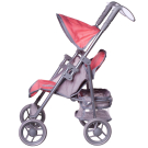 Коляска для куклы ABtoys прогулочная с корзиной, персиковая, 46х35х65 см.