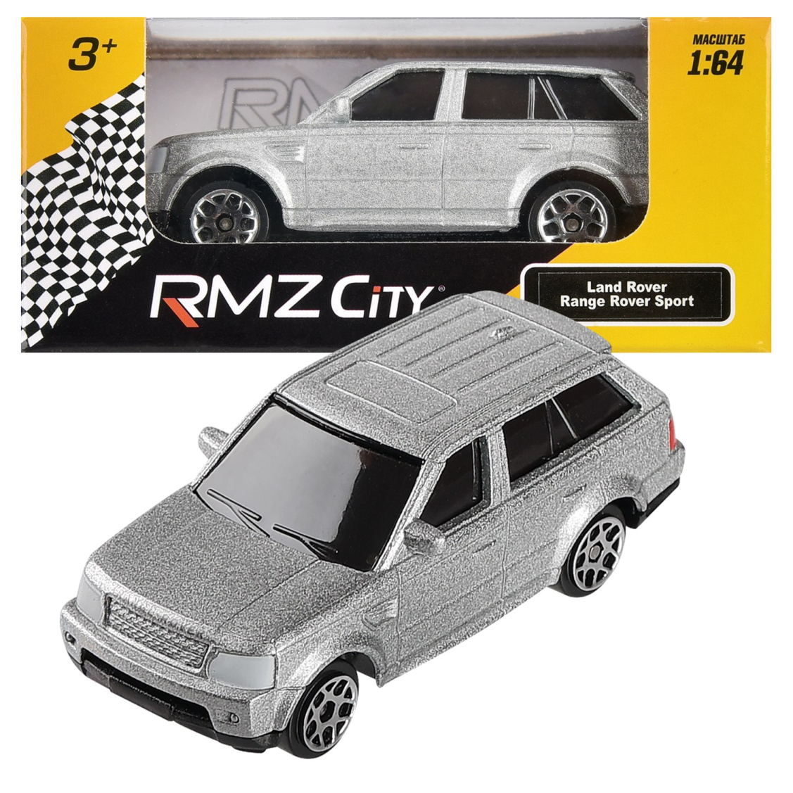 Машинка металлическая Uni-Fortune RMZ City 1:64 Range Rover Sport, без механизмов, цвет серебристый,