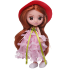 Кукла ABtoys Цветочная фантазия в розовом платье и красной шляпке 16,5 см с игровыми предметами