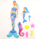 Игровой набор Junfa Куклы-русалочки: мама и дочка с голубыми хвостами