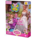 Игровой набор Кукла Defa Lucy в белом платье с куколкой-дочкой на пони, высота кукол 29 и 10 см