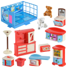Игровой набор Abtoys Счастливые друзья Модульная комната Кухня с мебелью и фигурками животных, 12 предметов, в коробке