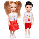 Игровой набор кукол Junfa Мальчик и девочка 13 см 3 вида, в дисплее 15 шт
