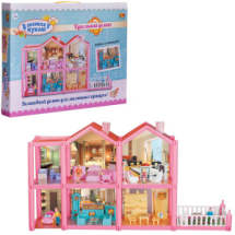 Игровой набор Abtoys В гостях у куклы Дом кукольный, с мебелью и человечками, 136 деталей, в коробке