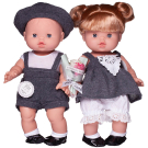Пупс-кукла Junfa Baby Ardana 2шт Мальчик в серых шортах и девочка в сером платье 32см