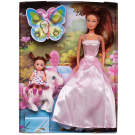 Игровой набор Кукла Defa Lucy в розовом платье с куколкой-дочкой на пони, высота кукол 29 и 10 см