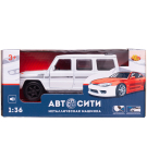 Машинка металлическая Abtoys АвтоСити 1:36 Внедорожник классический инерционный с открывающими передними дверцами белый свет звук