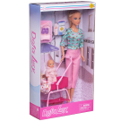 Игровой набор Кукла Defa Lucy Мама на прогулке с малышкой-девочкой (розовый комбинезончик) в коляске, игровые предметы, 29 см