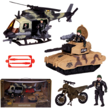 Игровой набор Abtoys Боевая сила Военная техника: танк, вертолет, мотоцикл, 2 фигурки солдат