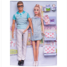 Игровой набор Куклы Defa Lucy&Kevin В ожидании чуда: муж и беременная жена в мятном платье, игровые предметы, 29 и 30 см