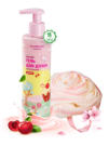 Glowgirl. Набор уходовых средств для душа, для девочки Гель для душа двухцветный с ароматом вишни. ЭКО продукт + Мочалка для тела «Роза»