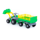 Машинка ПОЛЕСЬЕ Трактор с прицепом №2 с ковшом Крепыш, зеленый