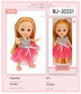 Кукла Junfa 16см Малышка-милашка в серо-розовом платье с бантом