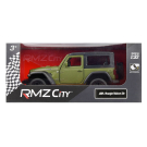 Машина металлическая RMZ City серия 1:32 Jeep Rubicon 2021 закрытый верх, инерционный механизм, зеленый матовый цвет, двери открываются.