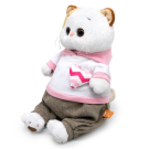 Мягкая игрушка BUDI BASA Кошка Ли-Ли в худи с сердечком и штанах 27 см