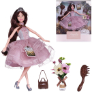 Кукла ABtoys "Летний вечер" с диадемой в платье с ажурной двухслойной юбкой, темные волосы 30см