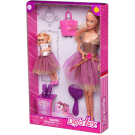 Игровой набор Куклы Defa Lucy Мама и дочка идут в гости в золотисто-розовых платьях, игровые предметы