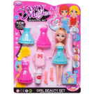 Кукла Junfa 23 см с 2 платьями (розовым и бирюзовым) в сапожках с игровыми предметами