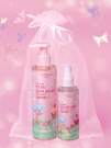 Подарочный набор косметики Glowgirl детский Спрей-мист с блестками + Гель для душа золотой Мандарин. ЭКО продукт.