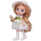 Кукла ABtoys Цветочная фантазия в белом платье и белой шляпке 16,5 см с игровыми предметами