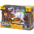 Игровой набор Junfa "Мир динозавров" (большой белый динозавр, фигурка человека, аксессуары)