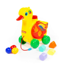Игрушка-каталка ПОЛЕСЬЕ Уточка-несушка (в сеточке) 22,5х13х23 см.